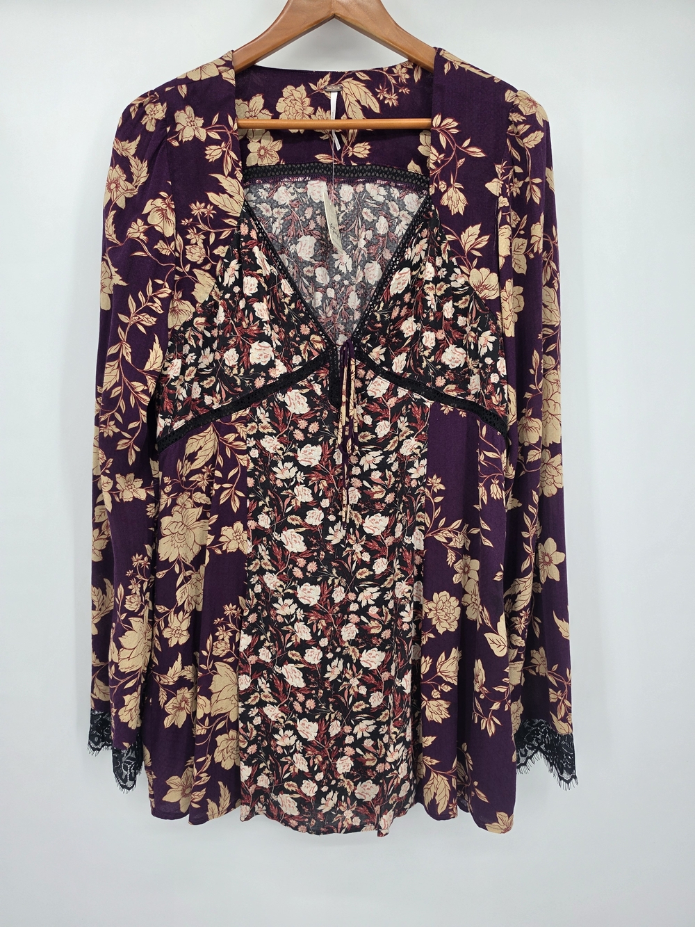 FREE PEOPLE Odette Floral Long Sleeve Tunic Mino Dress New Large - Picture 3 of 11